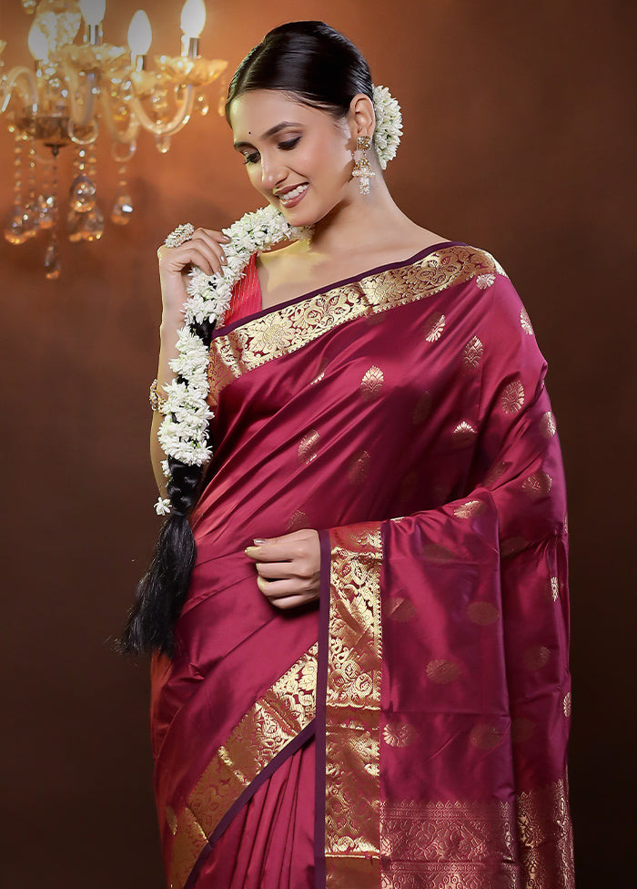 Pink Kanjivaram Silk Saree With Blouse Piece