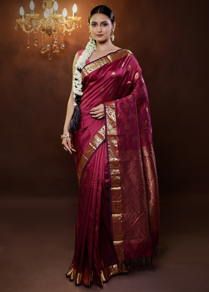 Pink Kanjivaram Silk Saree With Blouse Piece