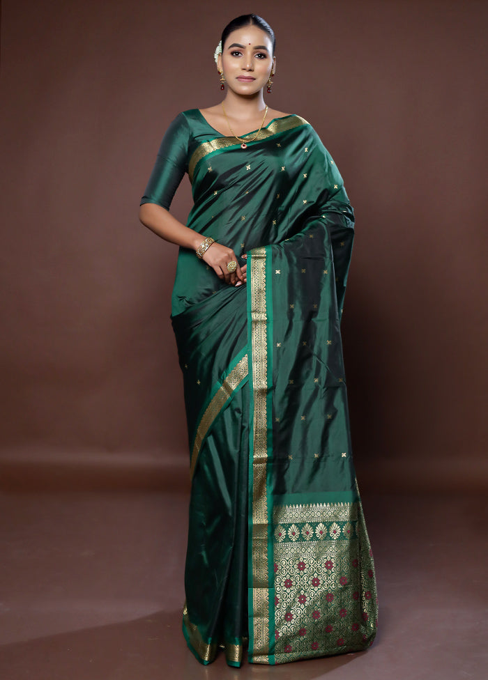 Green Kanjivaram Silk Saree With Blouse Piece