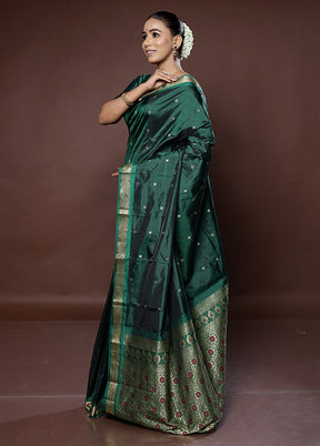 Green Kanjivaram Silk Saree With Blouse Piece