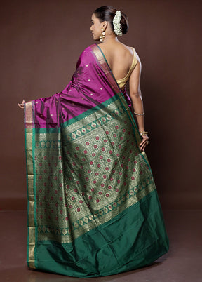 Purple Kanjivaram Silk Saree With Blouse Piece