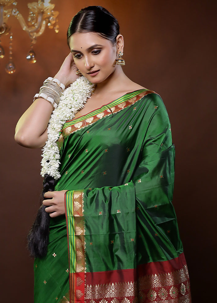 Green Kanjivaram Silk Saree With Blouse Piece