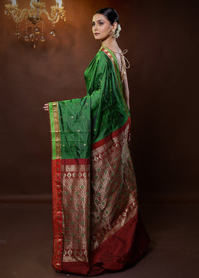 Green Kanjivaram Silk Saree With Blouse Piece