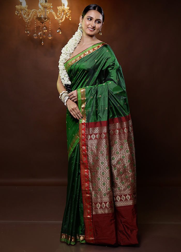 Green Kanjivaram Silk Saree With Blouse Piece