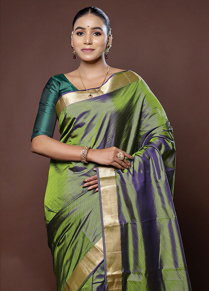 Green Kanjivaram Silk Saree With Blouse Piece