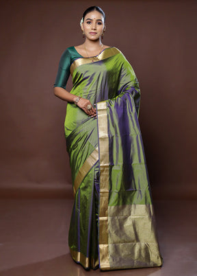 Green Kanjivaram Silk Saree With Blouse Piece