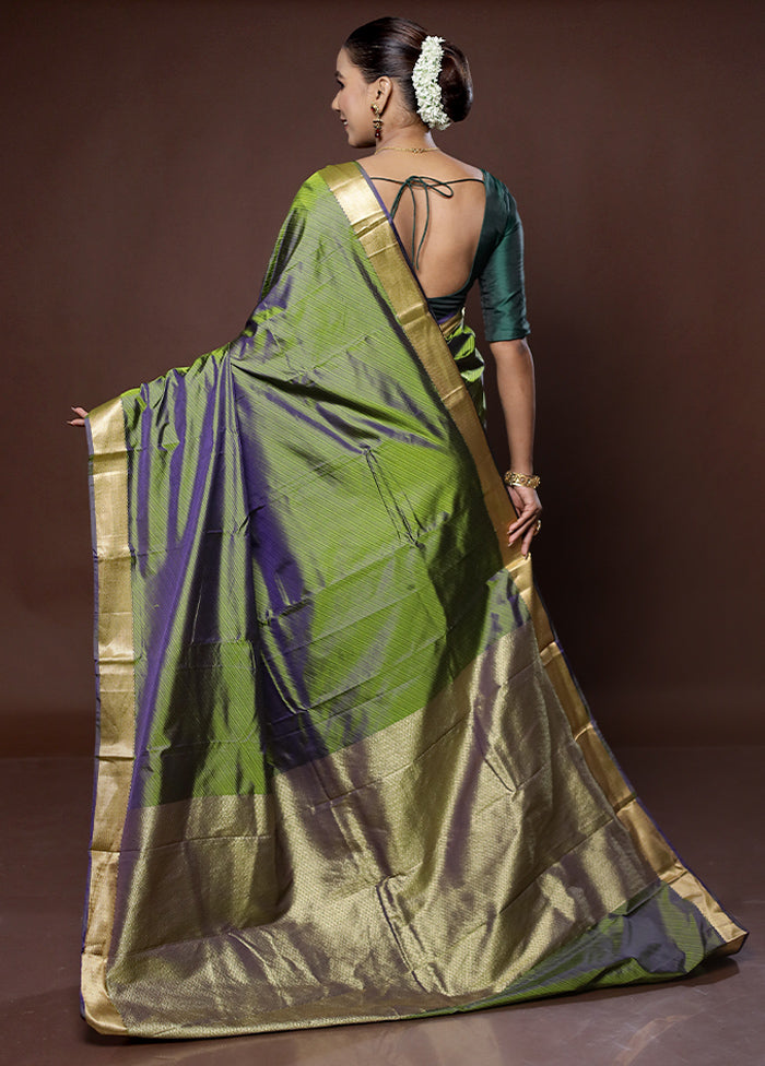 Green Kanjivaram Silk Saree With Blouse Piece