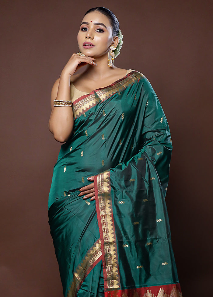 Green Kanjivaram Silk Saree With Blouse Piece