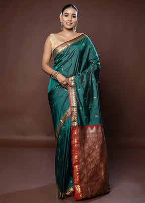 Green Kanjivaram Silk Saree With Blouse Piece