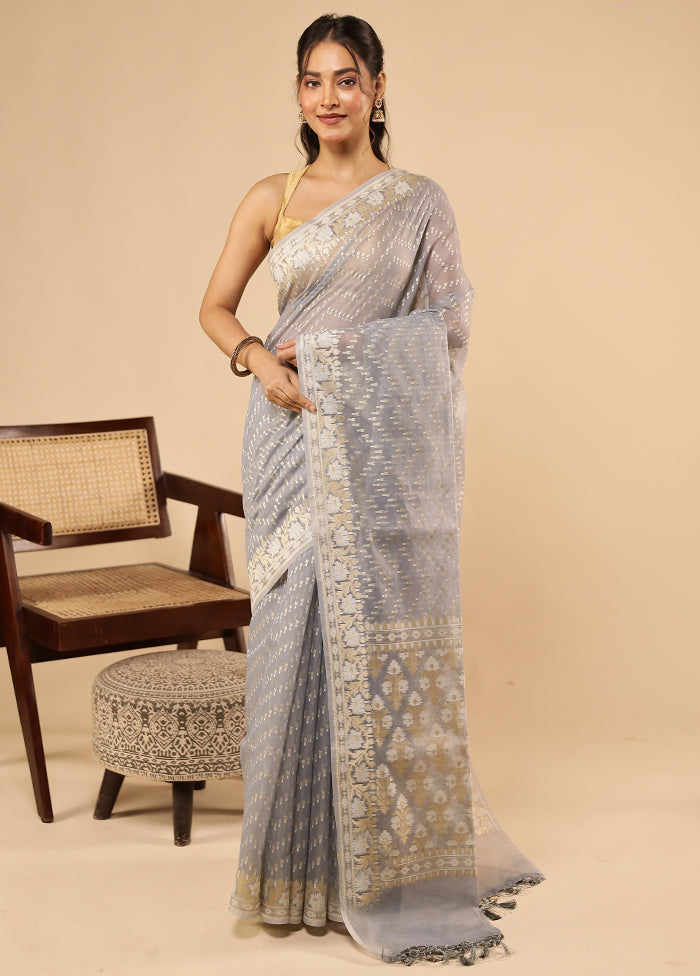 Multicolor Kora Silk Saree With Blouse Piece