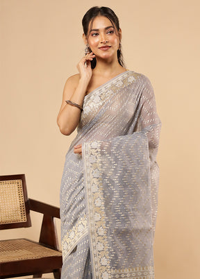 Multicolor Kora Silk Saree With Blouse Piece