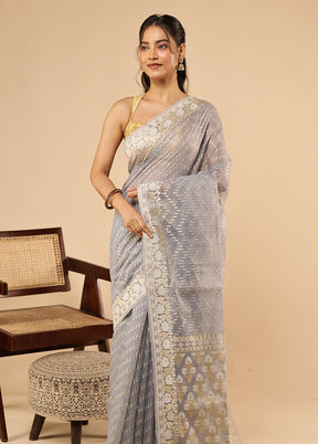 Multicolor Kora Silk Saree With Blouse Piece
