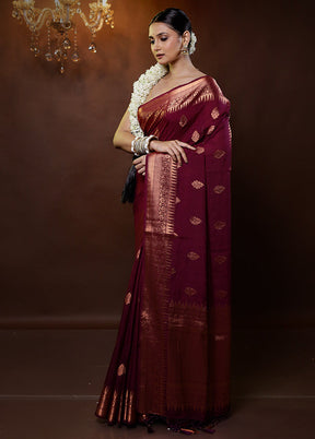 Purple Dupion Silk Saree With Blouse Piece