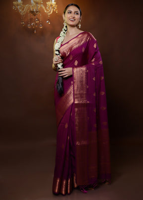 Purple Dupion Silk Saree With Blouse Piece