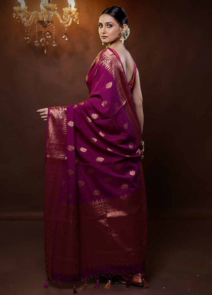 Purple Dupion Silk Saree With Blouse Piece