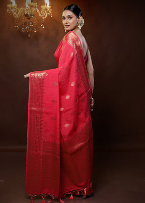 Pink Dupion Silk Saree With Blouse Piece