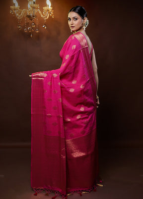 Pink Dupion Silk Saree With Blouse Piece