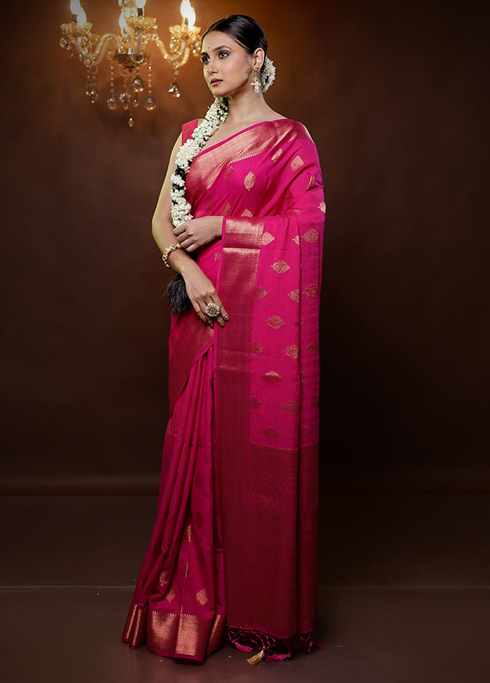 Pink Dupion Silk Saree With Blouse Piece