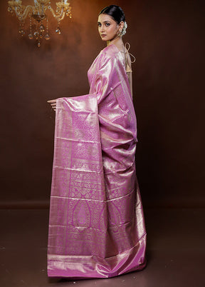 Pink Kanjivaram Silk Saree With Blouse Piece