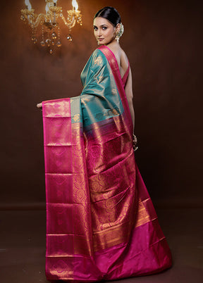 Green Kanjivaram Silk Saree With Blouse Piece