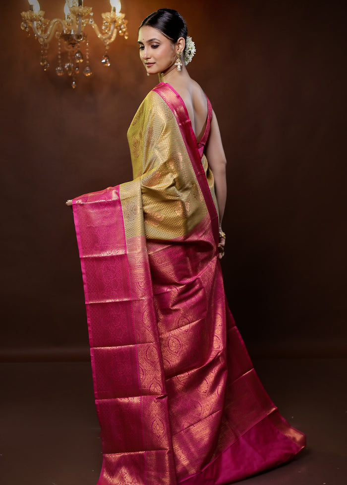 Green Kanjivaram Silk Saree With Blouse Piece