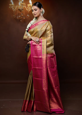 Green Kanjivaram Silk Saree With Blouse Piece