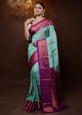 Green Kanjivaram Silk Saree With Blouse Piece