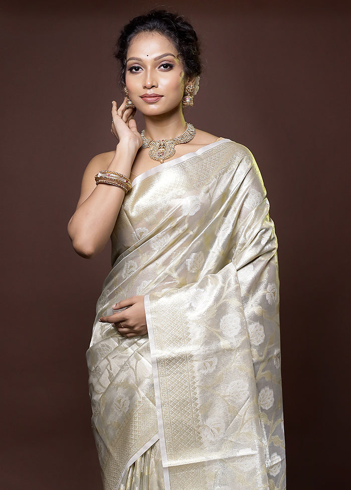 Grey Tissue Silk Saree With Blouse Piece