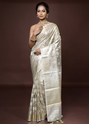 Grey Tissue Silk Saree With Blouse Piece