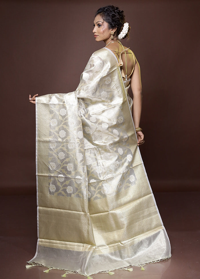 Grey Tissue Silk Saree With Blouse Piece