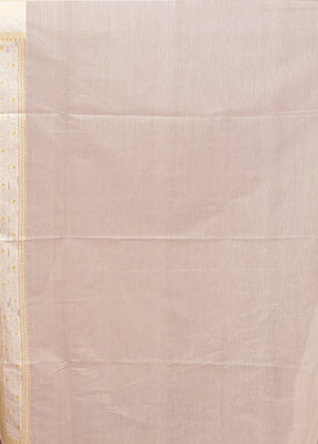 Cream Kora Silk Saree With Blouse Piece