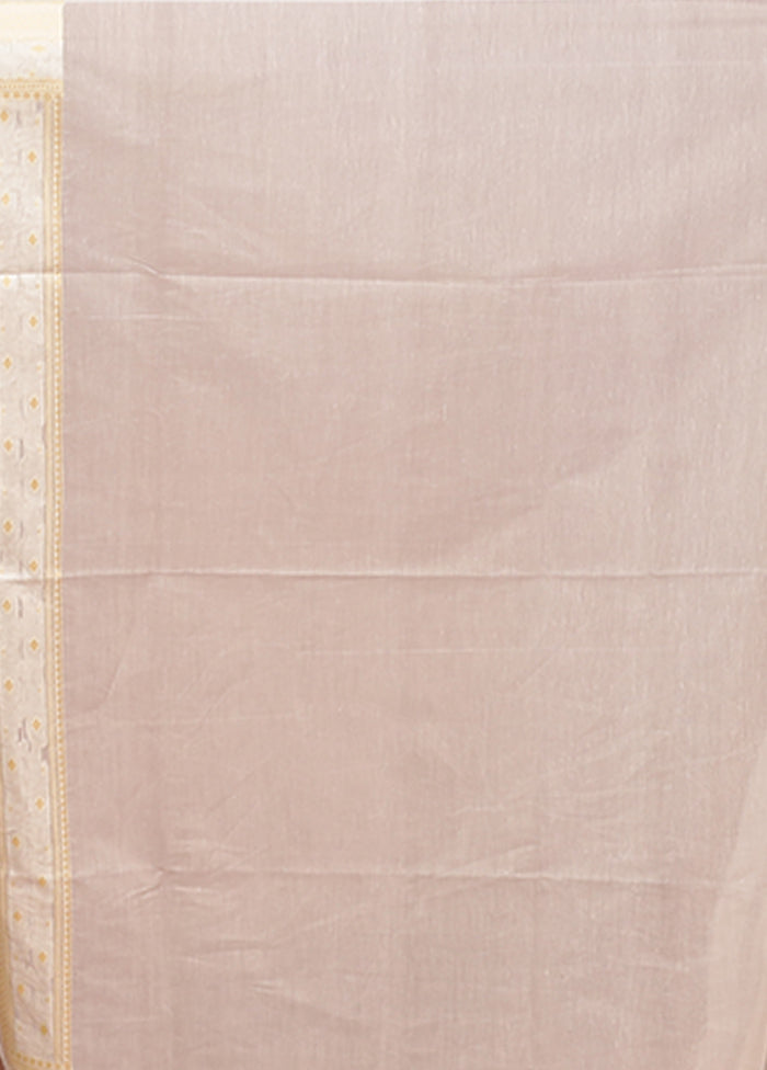 Cream Kora Silk Saree With Blouse Piece