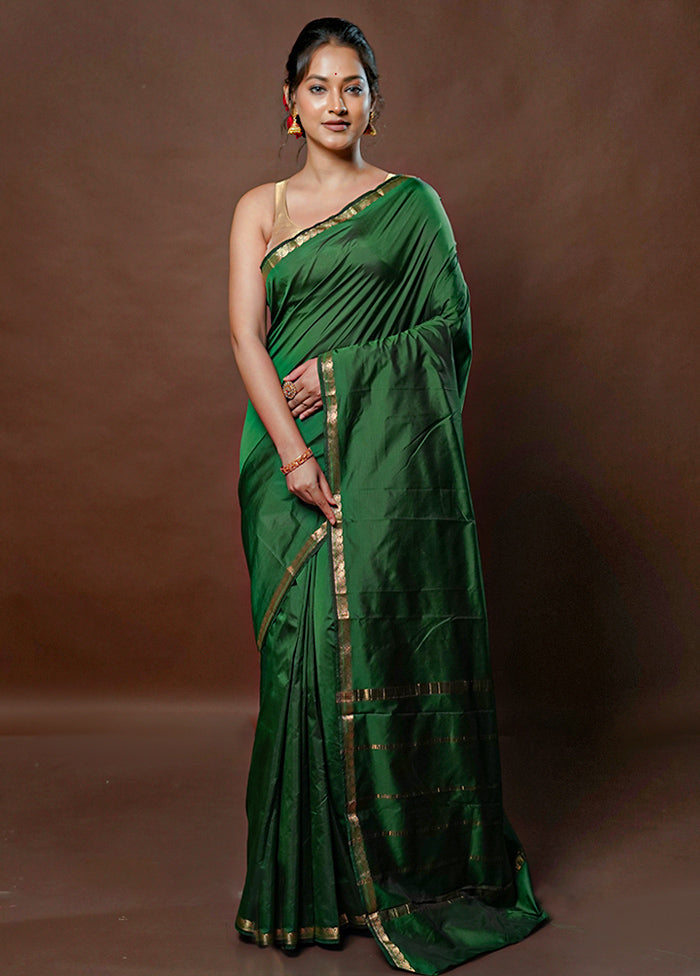 Green Kanjivaram Silk Saree With Blouse Piece