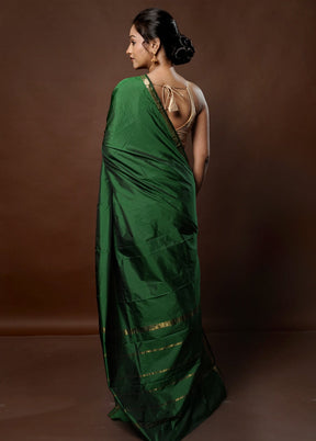 Green Kanjivaram Silk Saree With Blouse Piece