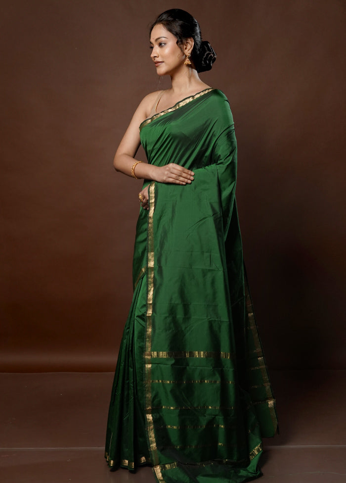 Green Kanjivaram Silk Saree With Blouse Piece