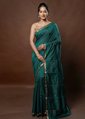 Green Kanjivaram Silk Saree With Blouse Piece