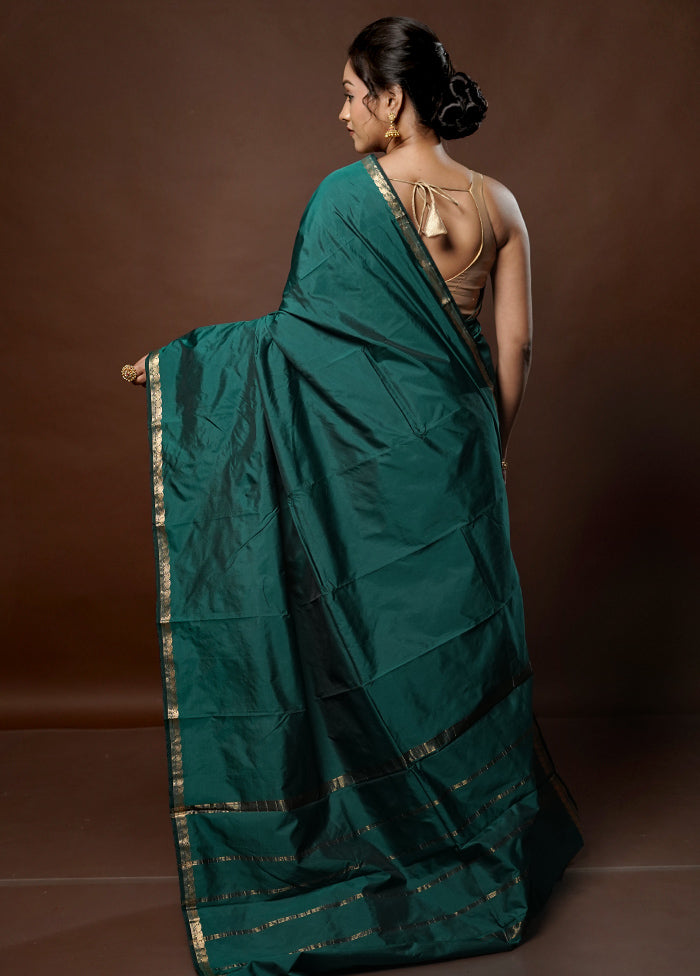 Green Kanjivaram Silk Saree With Blouse Piece