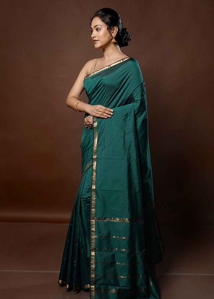 Green Kanjivaram Silk Saree With Blouse Piece