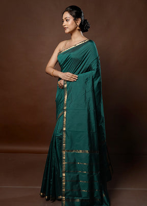 Green Kanjivaram Silk Saree With Blouse Piece