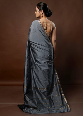 Grey Kanjivaram Silk Saree With Blouse Piece