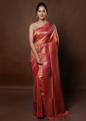 Pink Dupion Silk Saree With Blouse Piece