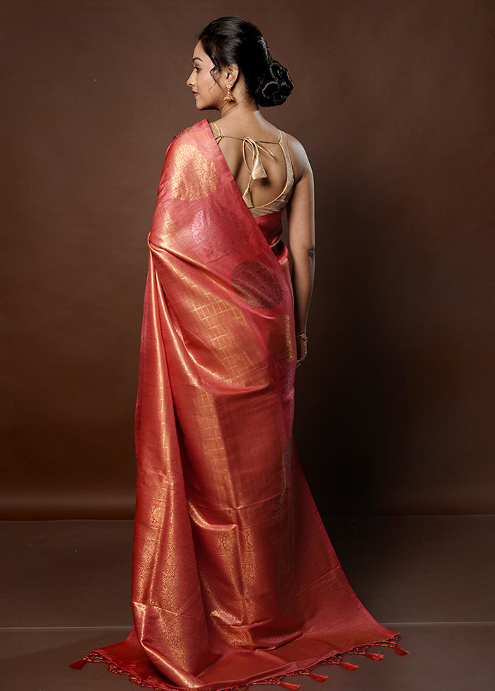 Pink Dupion Silk Saree With Blouse Piece