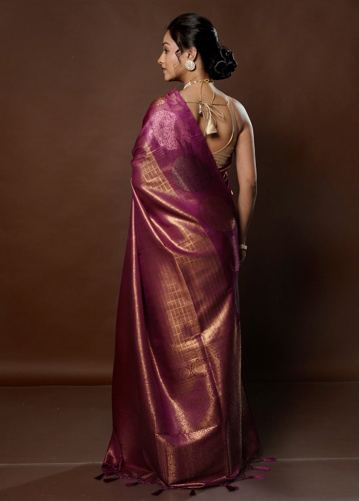 Purple Dupion Silk Saree With Blouse Piece