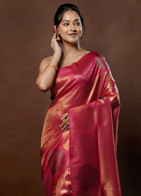 Pink Dupion Silk Saree With Blouse Piece