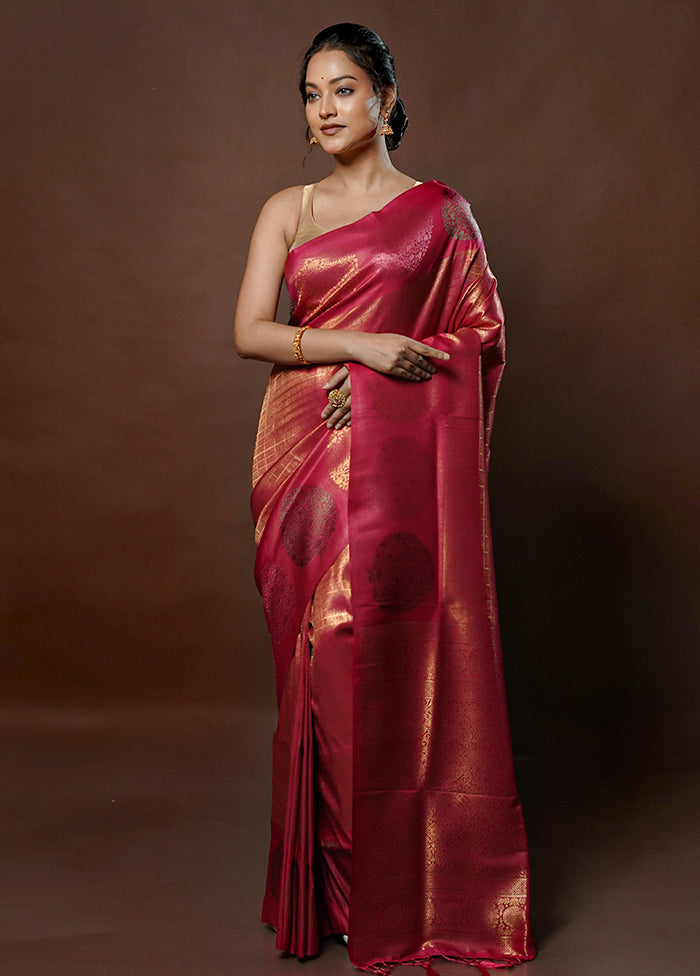 Pink Dupion Silk Saree With Blouse Piece