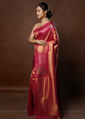 Pink Dupion Silk Saree With Blouse Piece