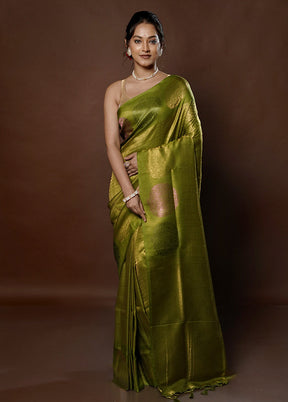 Green Dupion Silk Saree With Blouse Piece - Indian Silk House Agencies