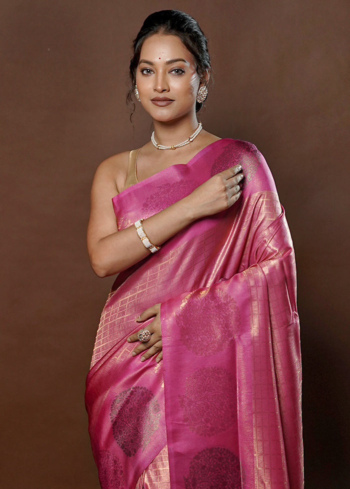 Pink Dupion Silk Saree With Blouse Piece - Indian Silk House Agencies