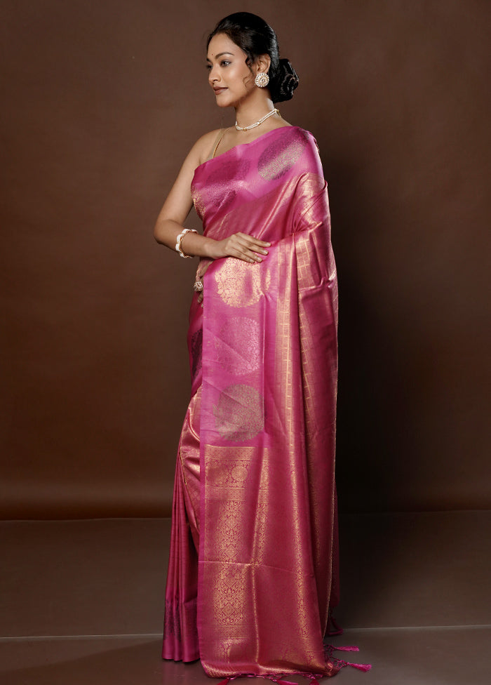 Pink Dupion Silk Saree With Blouse Piece - Indian Silk House Agencies