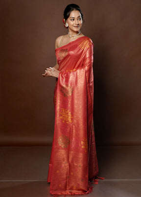 Pink Dupion Silk Saree With Blouse Piece